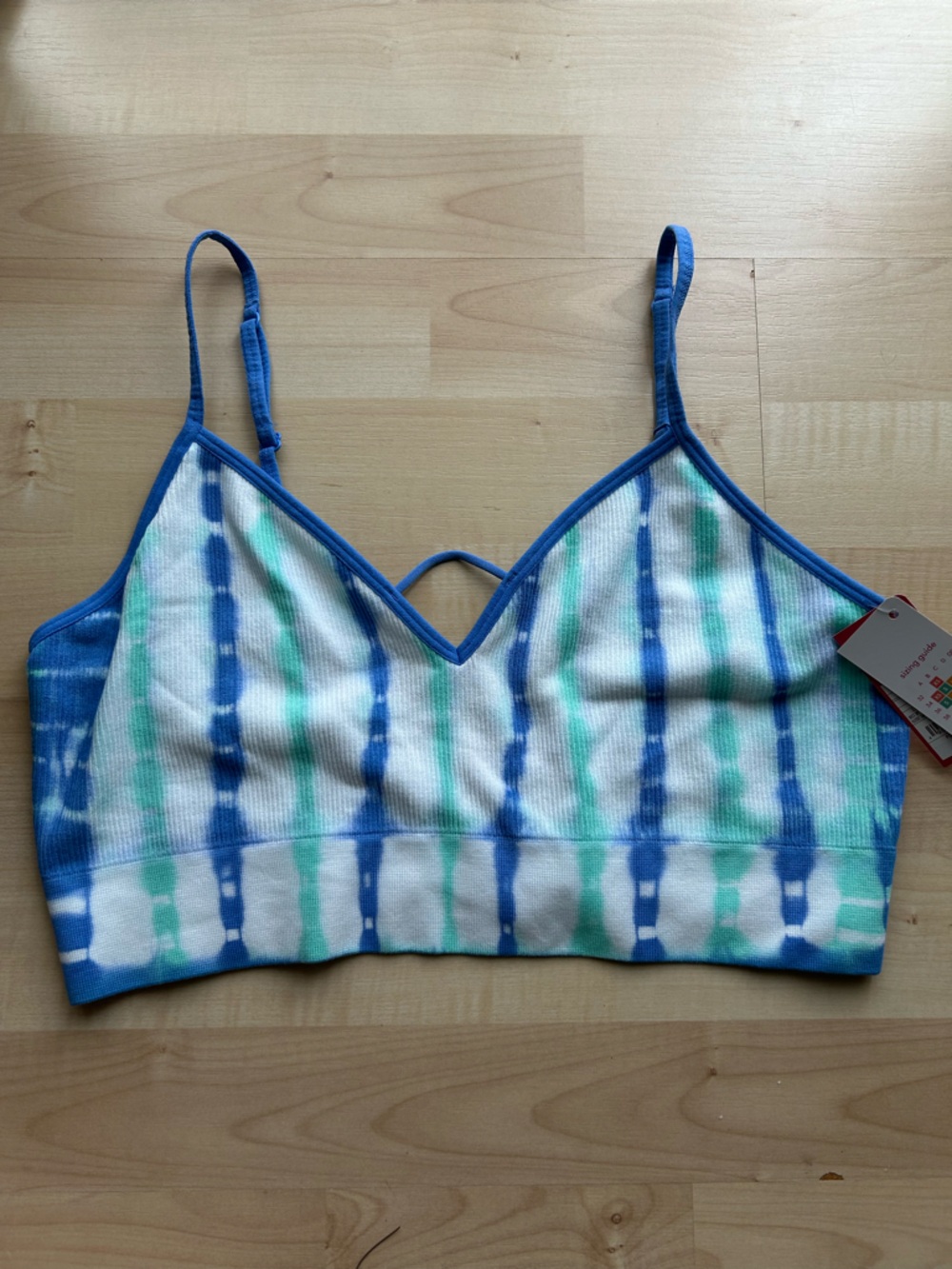 Xhilaration Green Blue Tie Dye Strappy Bralette XL